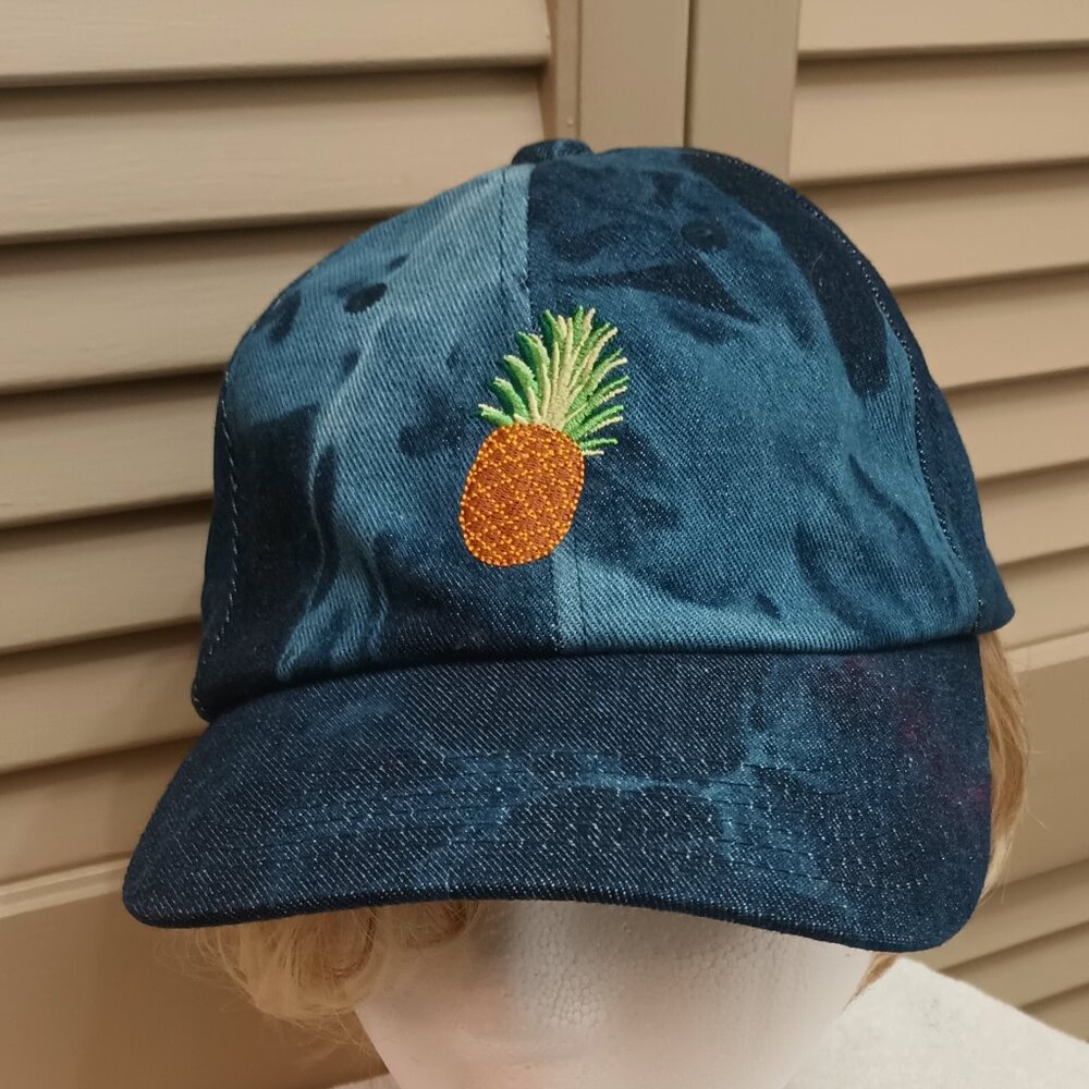 Sun 'N' Sand Denim Embroidered Pineapple Baseball Cap